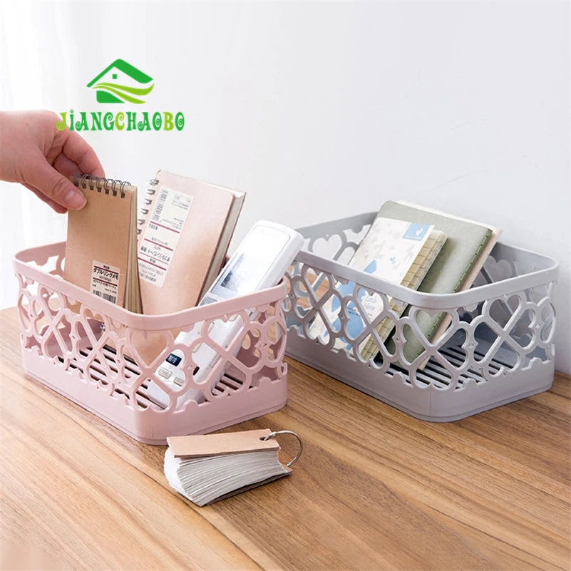 

JiangChaoBo Solid Color Desktop Storage Basket Cosmetic Storage Box Bathroom Rectangular Plastic Drain Storage Basket