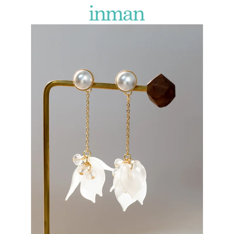 

INMAN Retro Style All Matched Simple Design 3D Flower Shape Beaded Design Dangle Earrings