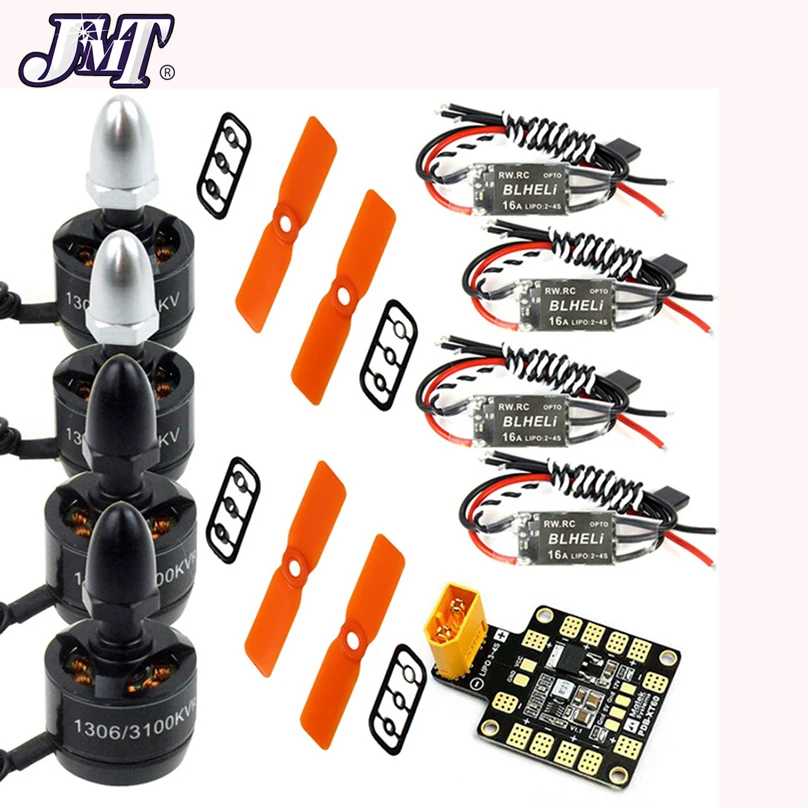 

JMT Combo Set for 130 140 Drone : 4x 1306 3100KV Brushless Motor + Mini BLHeli OPTO 16A ESC + 3030 ABS Propellers CW CCW PDB BEC