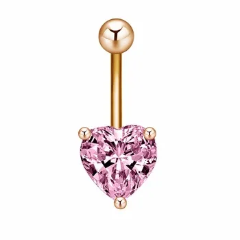 10Pcs Gold Plated Love Heart Zircon Body Jewelry Ring Piercings Navel Belly Button Rings Women Girls Beach Accessories
