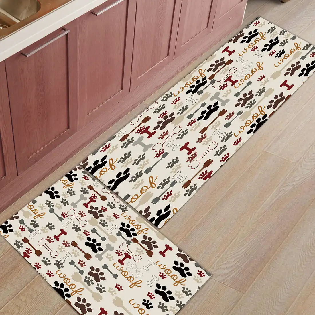Brown Bear Jungle Non-Slip Machine Washable Indoor Bathroom Kitchen Decor Rug Mat Set of 2-15.7x23.6in+15.7x47.2in