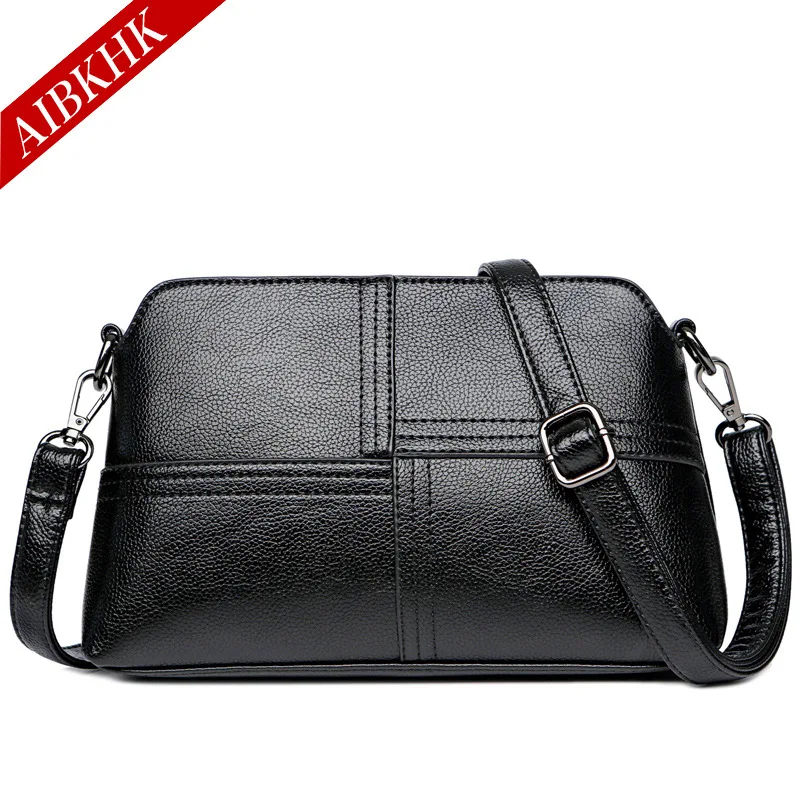 

New Arrival Simple Patchwork Shell Women Leather Handbag Cowhide Fashion Top Handle Bag High Quality Ladies Totes Bolsa Feminina