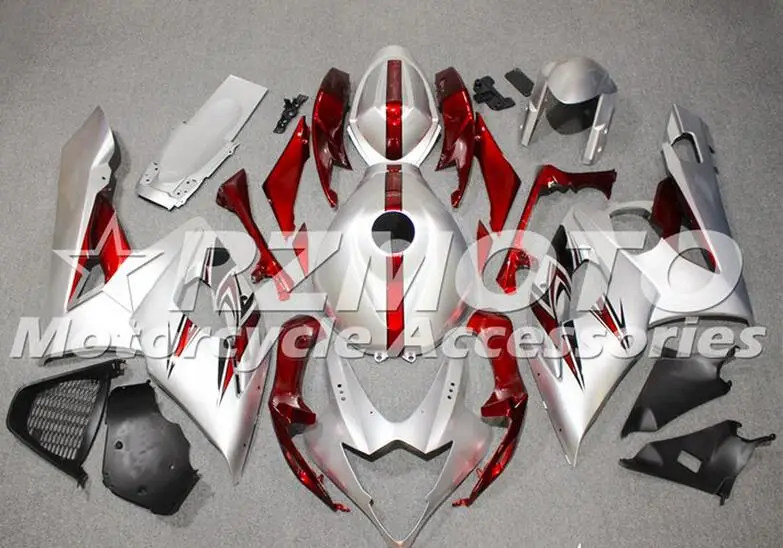 

3Gifts High quality New ABS Plastic Fairings kit Fit For Suzuki GSXR1000 K5 2005 2006 GSXR-1000 05 06 red silver + Tank cover