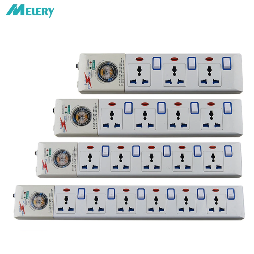 

Power Strip 3/4/5/6 AC Universal Plug Socket Outlets 3m/9.8ft Extension Cord Individual Switched Overload Surge Protection