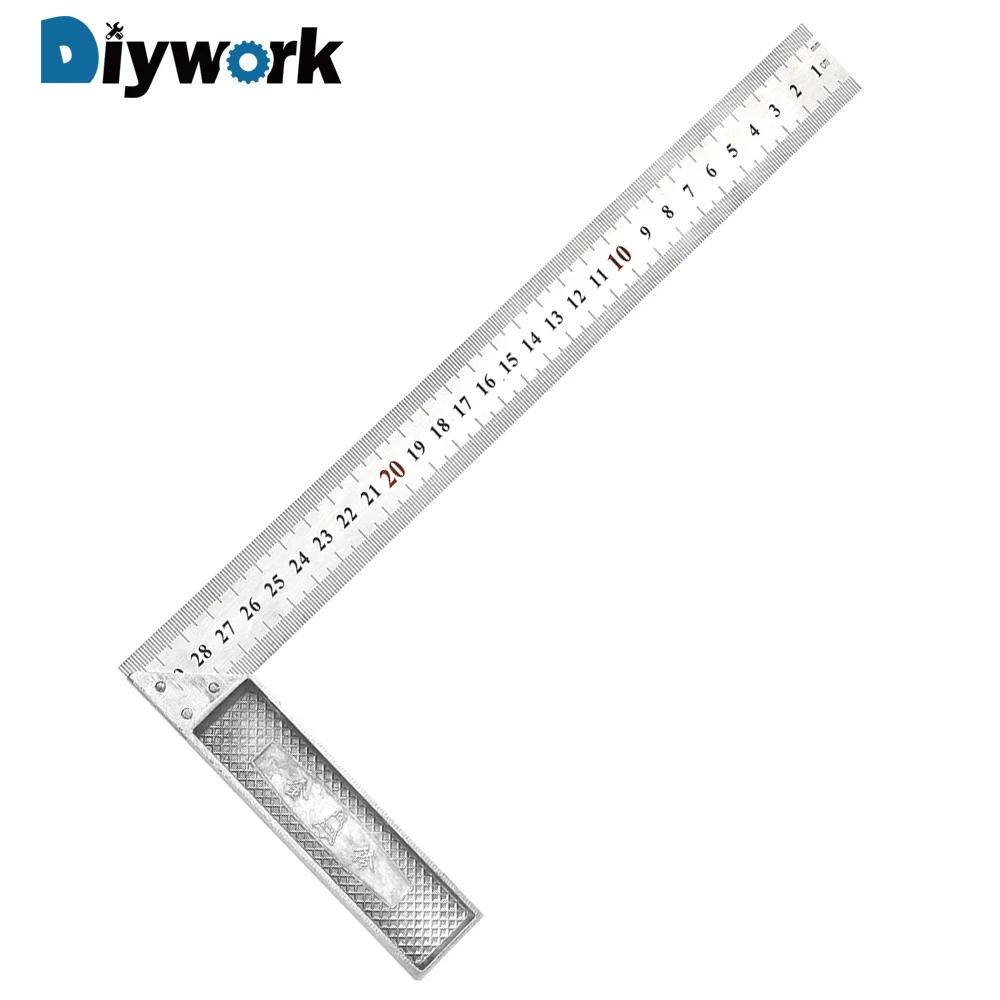 DIYWORK 30CM 90 Degrees Metal Steel Engineers Try Square Set Wood Measuring Tool Measurement Instrument Right Angle Ruler