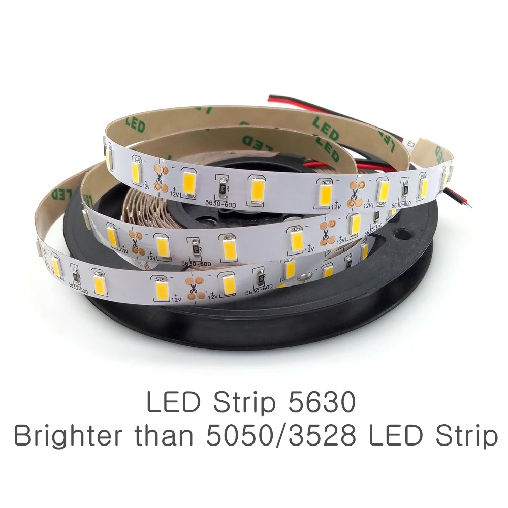 1/2/3/4/5 м IP65 водонепроницаемая светодиодная лента 5630 SMD DC12V 60 светодиодов/м 5730 бар