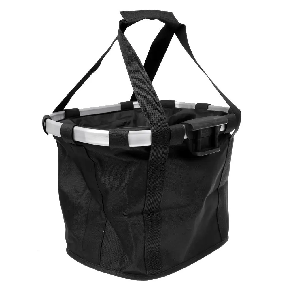 

Bicycle Handle Basket Bag Removable Storage Bag Bicycle Waterproof Carrier Storage + Holder - Black, 36x26x24cm