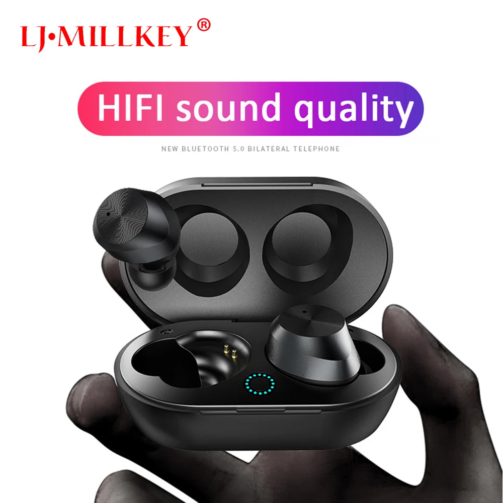 

TWS 5.0 Bluetooth Earphone True Wireless Earbuds Stereo Mini Headset Sport Headphones with Microphone Charging Box for Phone