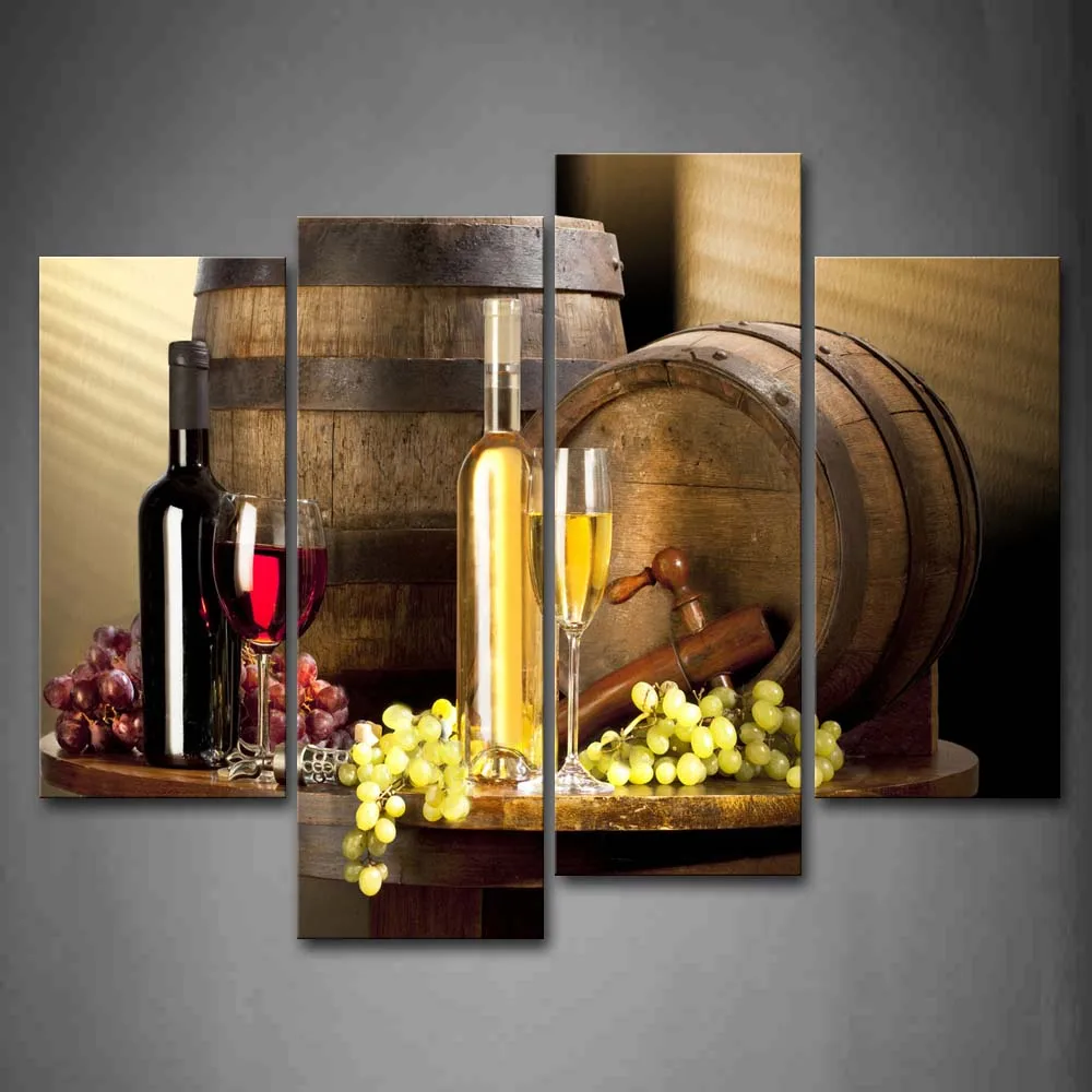 

4 Panels Unframed Wall Art Picture Wine Grape Canvas Print Modern Food Poster No Frame For Living Room Home Office Decor