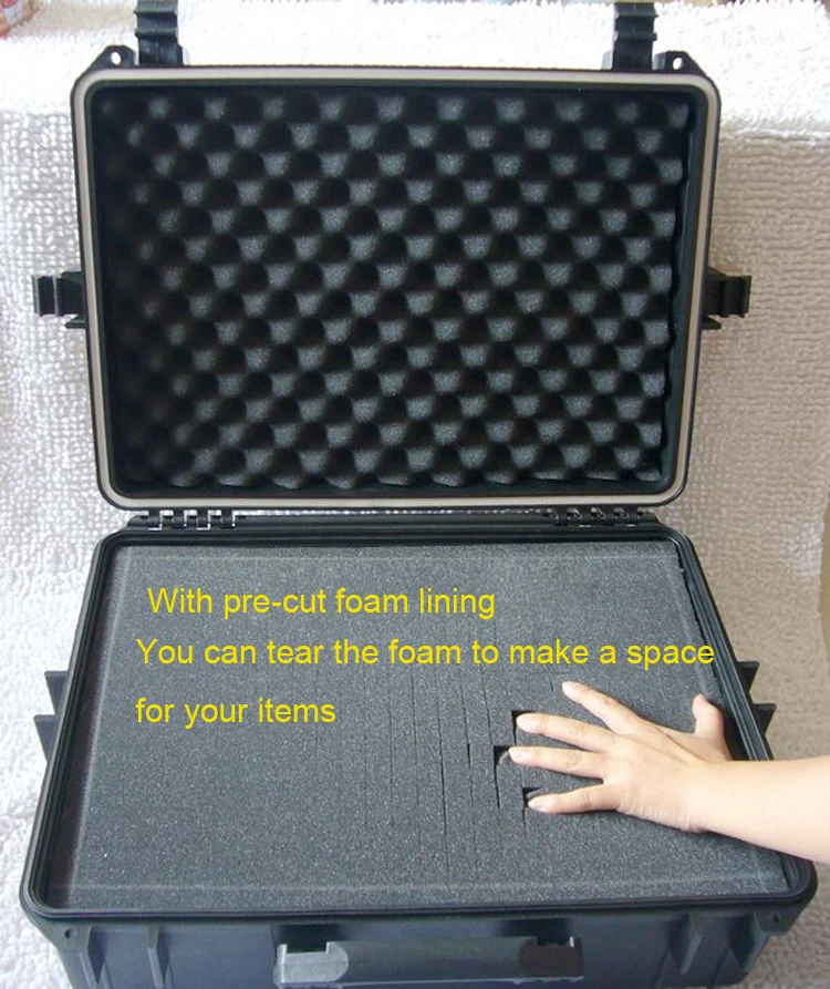 high quality Waterproof tool case toolbox Camera Case Instrument box suitcase Impact resistant sealed with pre-cut foam lining