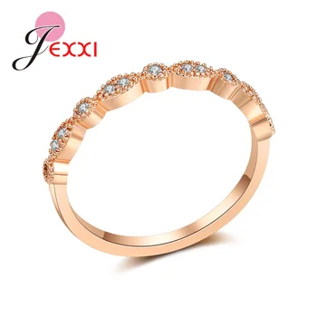 

Top Selling Clear Sparkling Cubic Zircon Filled Rose Gold Band Ring For Femme Women Wedding Engagement Ring Jewelry