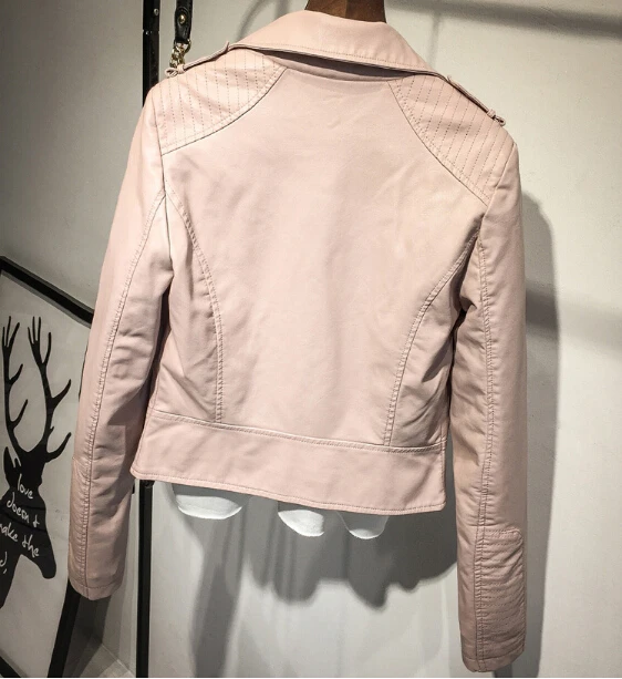 incredible Brand Motorcycle PU Leather Jacket Women Winter And Autumn New Fashion Coat 2 Color Zipper Outerwea