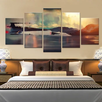 

Wall Art Modular Canvas Living Room Home Decor Poster Frame 5 Pieces Movie Star Wars Painting HD Prints Pictures
