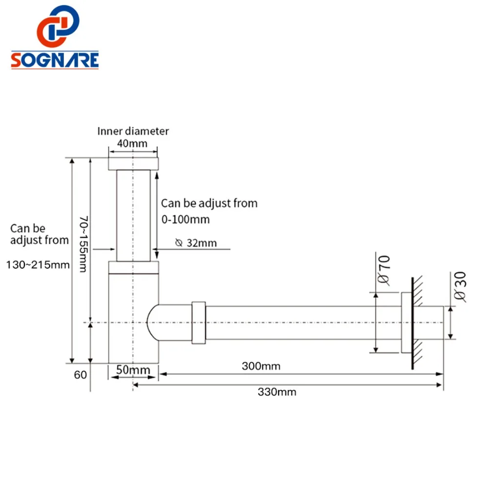 SOGNARE бутылка ловушка круглый сифон латунь P-TRAP настенный шкаф для ванной труба РАКОВИНЫ отходов и всплывающие слив с/без перелива