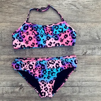 

Children Baby Girl Leopard Ruched Bikinit Set Swimwear Swimsuit Bathing Clothes 7-14T Y*