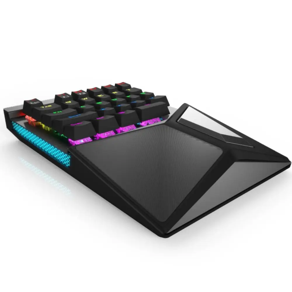 

USB Wired One-Handed Mechanical Gaming Keyboard 27 Keys Blue Switch LED Left Hand Mini Keypad For LOL/PUBG/CF Game Backlight