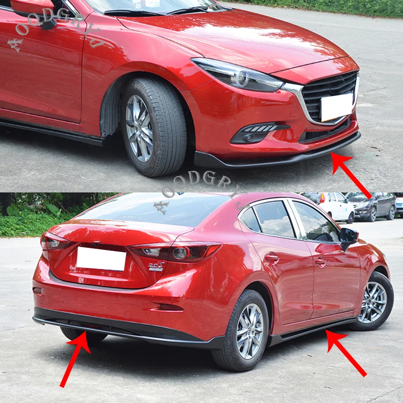 

Car Styling For Mazda 3 Axela sedan 2017-2018 Front Rear Body Kit PU Bumper Lip Spoiler&Side Skirts Extension Splitter Mould
