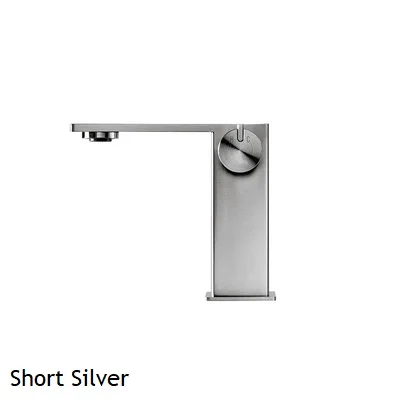 Short Silver Дизайн, Европейский итальянский стиль, квадратный кухонный кран с верхним креплением, одинарная круглая ручка со шлангом, золотой, черный, серебряный - Цвет: Short Silver