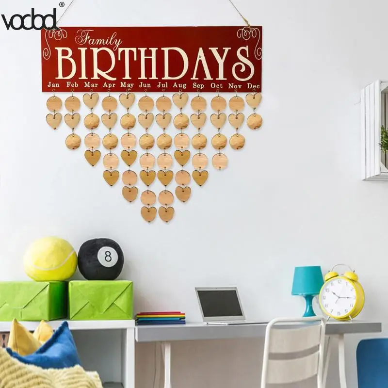 

2018 New DIY Wooden Wall Hanging Calendar Birthday Reminder Board Plaque Special Dates Sign Planner Calendario Decoration Gift