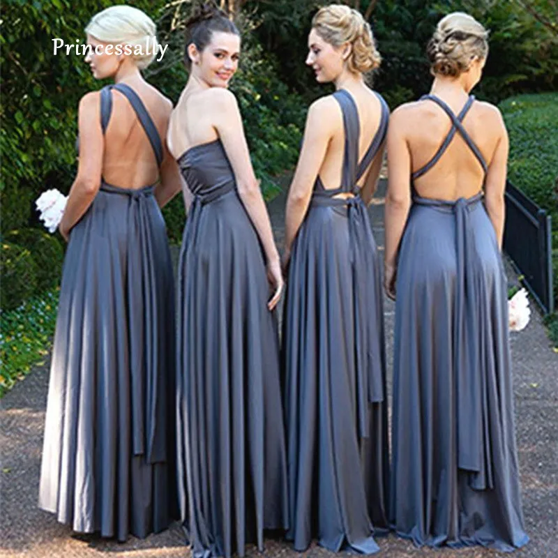 bluey grey bridesmaid dresses