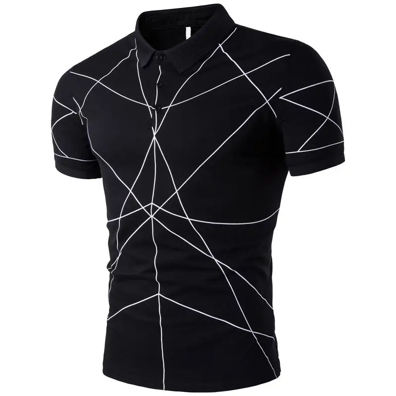 Рубашка поло мужская одежда Топы Camisa masculina футболки мужские Поло рубашка воротник стойка короткий рукав тонкий черный белый серый - Цвет: Black 1606T242P30