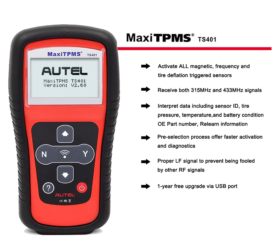 Autel MaxiTPMS TS401 Система мониторинга датчика давления в шинах Получает Mx 433Mhz, 315Mhz датчики сигналы