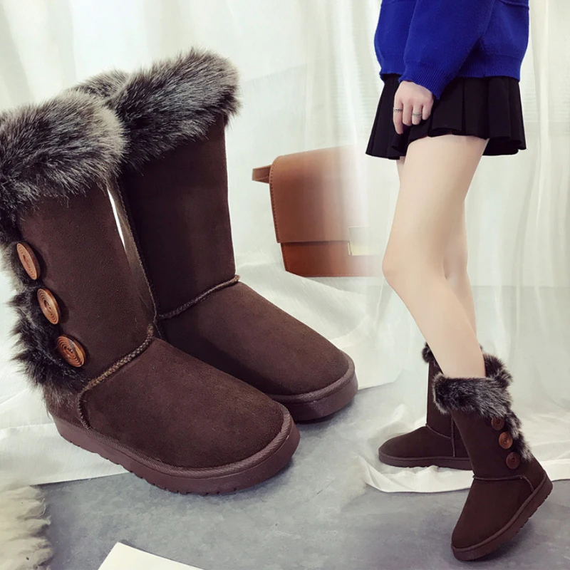 VTOTA 2018 Fashion Winter Boots Women thick fur shoes woman botas mujer Mid Calf Buckle Snow Boots Platform Shoes Comfortable Women's Shoes