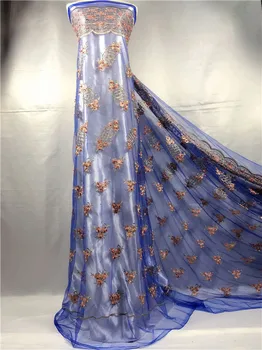 

Fashionable wedding/party French tulle material with beads nice net lace fabric for sewing dress QN95(5yards/lot)