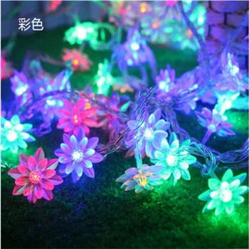 

5M 28led Lotus Flowers LED String Garland light 220V EU Fairy Christmas String Light For Wedding Holiday Party Garden Home