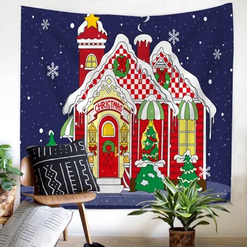 

Christmas tree Castle Lovely cartoon Tapestry Starry sky Wall hanging decoration Home soft Princess style new Tapestry