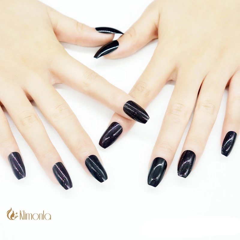 

2018New Pre Design Fake Nails 24pcs/set Ballerina French False Nails Glitter Nail Tips For Nail Art Fashion Fingernail Free Glue