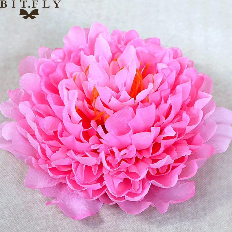 Pink 20 см искусственный цветок пиона головы бутоны Hydrangeas Шелковый цветок для фона дома сад Свадьба Вечеринка приборы для декорации - Цвет: Pink