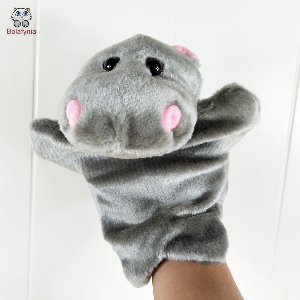 Grey Hippo Children Hand Puppet Plush Stuffed Toy