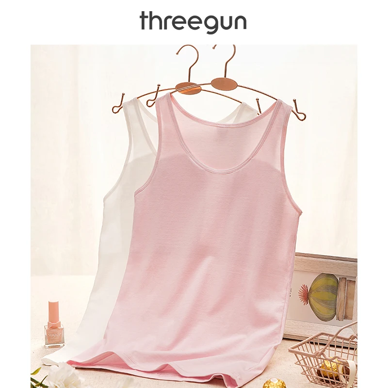 THREEGUN майки короткий топ для молодых девушек чистый сетчатый треугольный мягкий