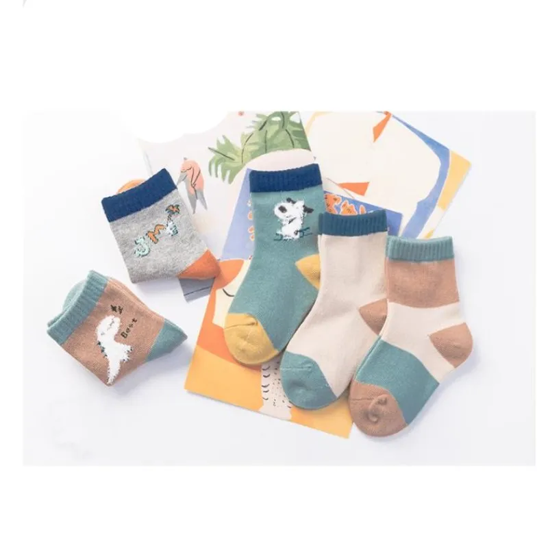 5 пара/лот, новые мягкие хлопковые носки для мальчиков и девочек детские носки с милым рисунком для малышей 9 видов стилей
