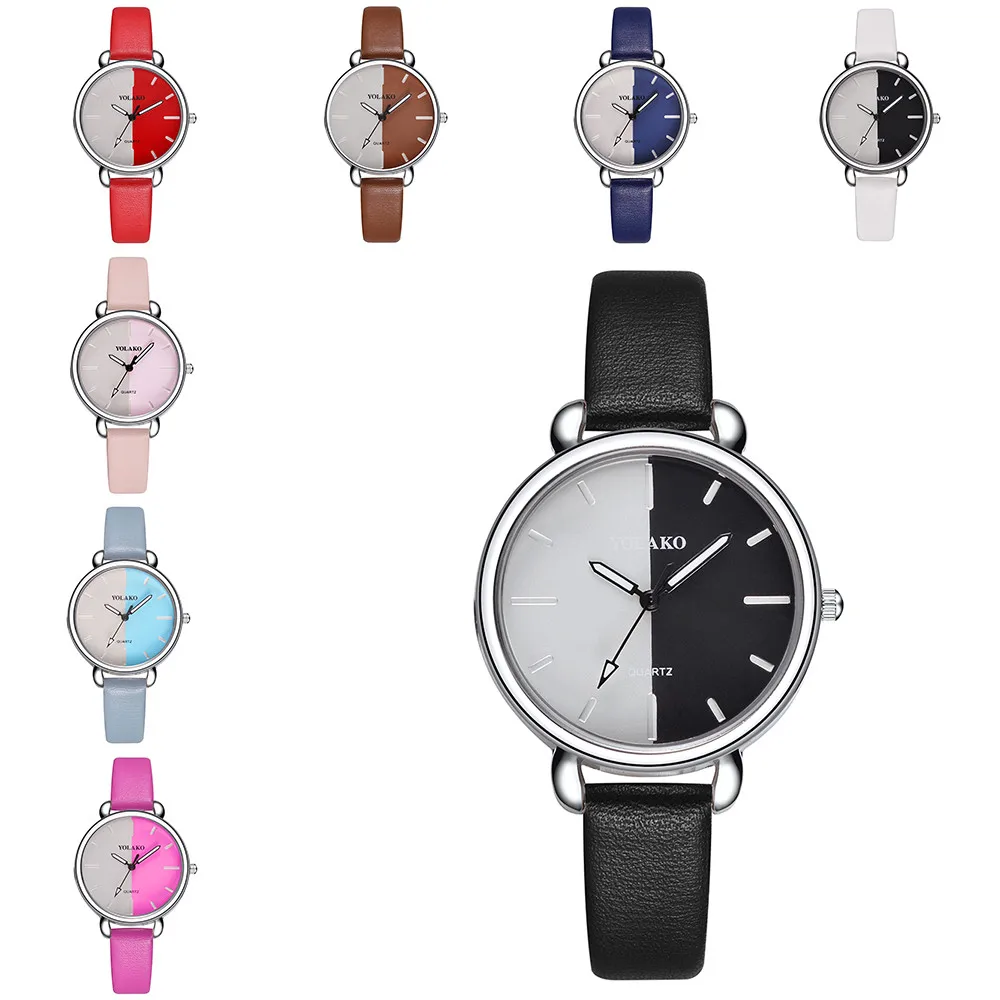 Модные женские часы в стиле кэжуал женские кожаные кварцевые наручные часы нежные женские часы браслет часы Montre Femme
