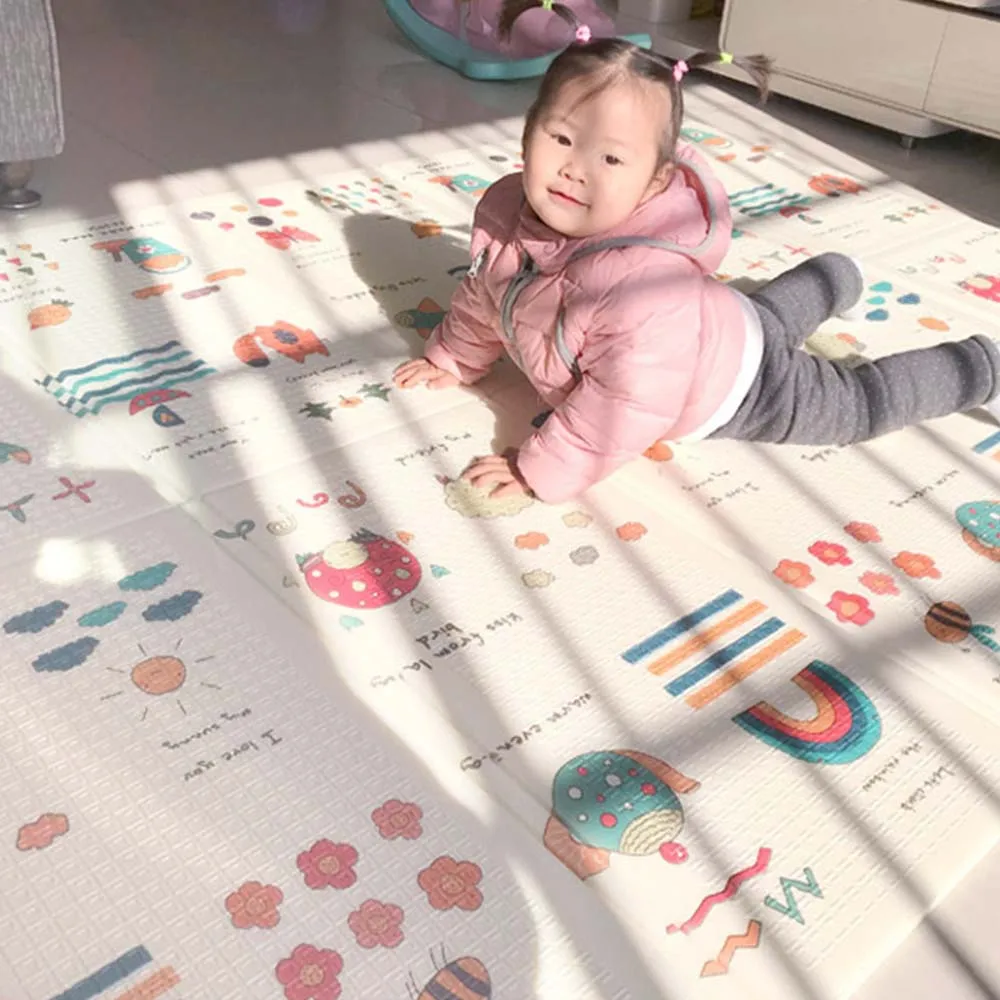 

195*148*1CM XPE Crawling Mat Double-sided Folding Puzzle Playmat Infant Kids Play Mat Game Pad for Infants Pack Play Mattress