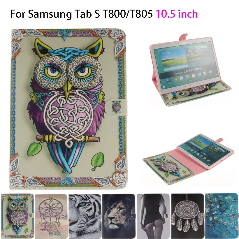 Флип чехол из ПУ кожи и силикона С Рисунком Тигра совы для Samsung Galaxy Tab S 10 5 T800 T805|tablet