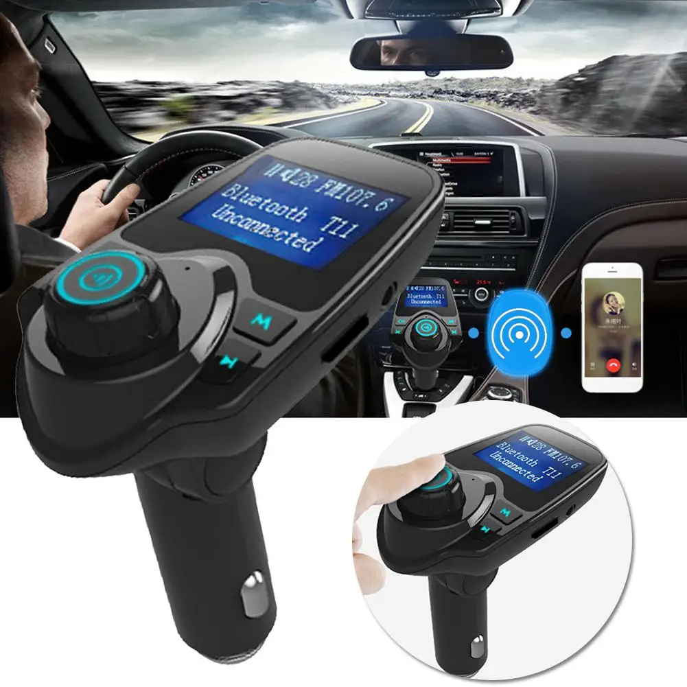 

Bluetooth Car Kit Hands Free FM Transmitter Handsfree Music Receiver 5V Dual USB Charger Wireless Car MP3 Player T11