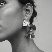 Простой: золото, серебро, неровные кольца для женщин, волнистые сережки oorbellen, букле, brincos pendientes orecchini, ювелирные изделия