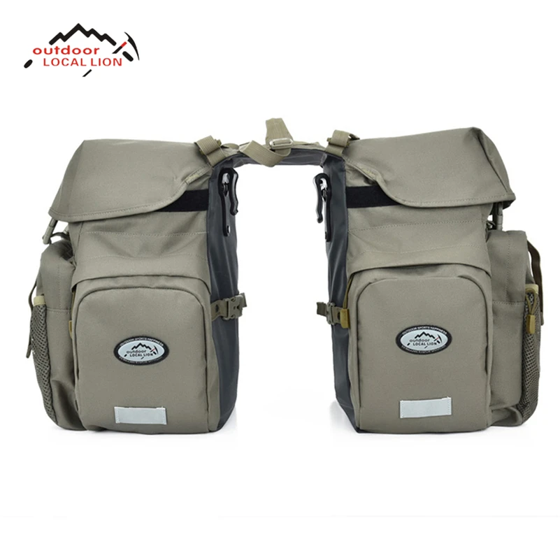Discount LOCALLION Retro Canvas Bicycle Carrier Bag 50L Rear Rack Trunk Bike Luggage Back Seat Pannier Reflectivs Cycling Storage Two Bag 2