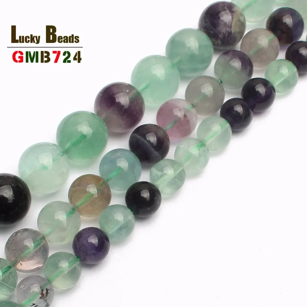 Natuurlijke Kleurrijke Fluoriet Crystal Quartz Kralen Ronde Losse