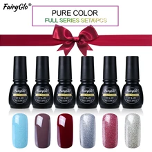 FairyGlo 6 قطعة جيل للأظافر مربع هدية نقع قبالة شبه الدائم الهجين هلام ورنيش مجموعة UV LED مصباح محظوظ ورنيش ختم جيل للأظافر كيت(China)