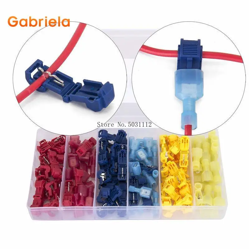 

120 Pcs/60 Pairs Quick Splice Wire Terminals T-Tap Self-stripping with Nylon Fully Insulated Male Quick Disconnects Kit