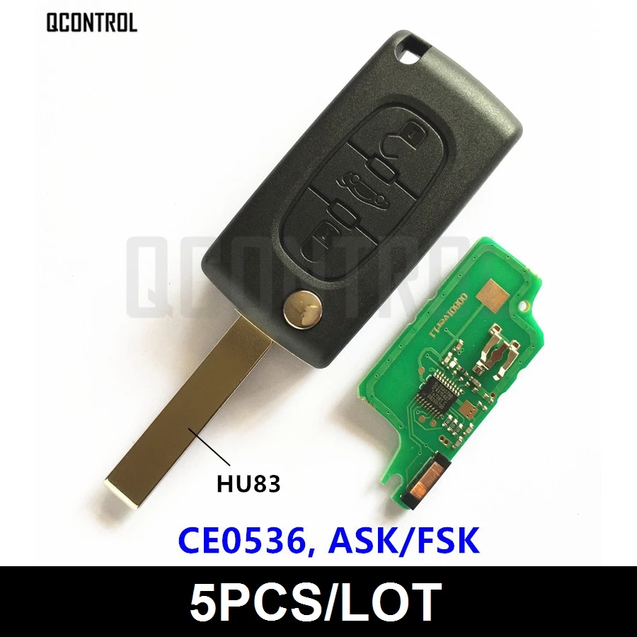 

QCONTROL Car Remote Key for PEUGEOT 207 208 307 308 408 Partner Keyless Entry (CE0536 ASK/FSK, 3 Buttons HU83 Blade)