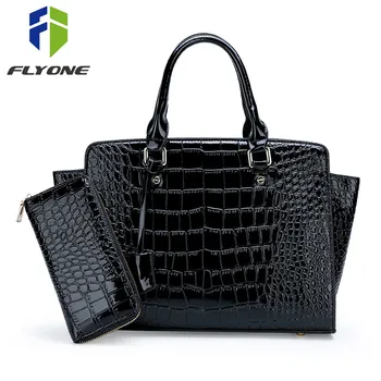 

Bags for Women 2019 Luxury Designer Handbags Brand Shoulder Bag Patent Alligator Leather Trapeze Bag Top-handle Ladies Hand Bags