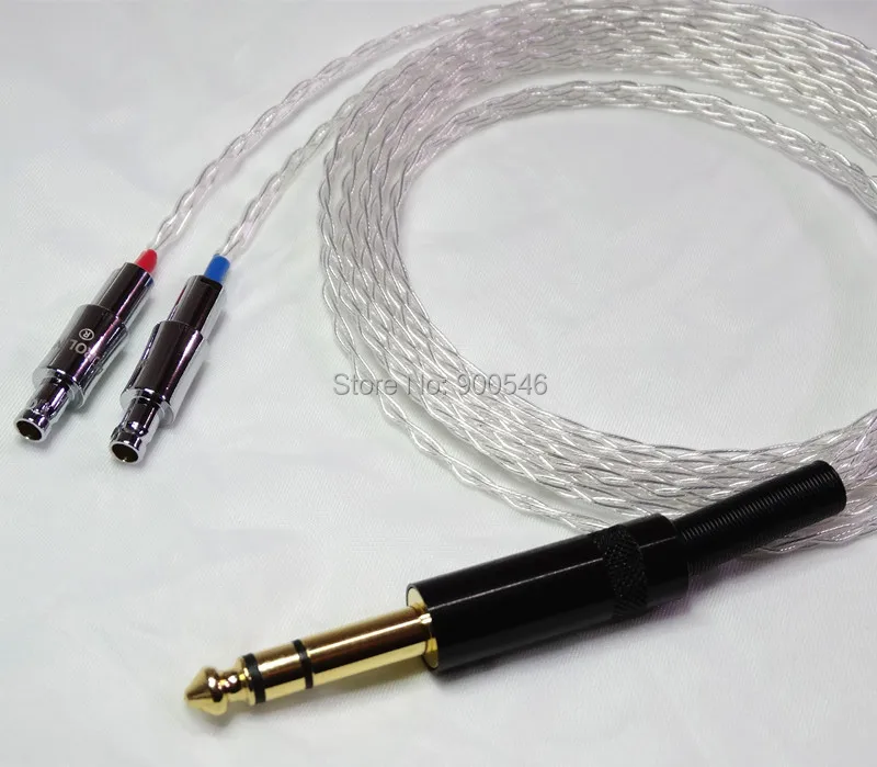 2.5m 8ft Handmade 8 core Flat braid OCC Silver plated Headphone Cable