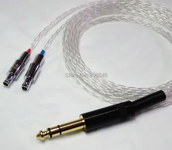 

2.5m 8ft Handmade 8 core Flat braid OCC Silver plated Headphone Cable Upgrade For SENNHEISER HD800
