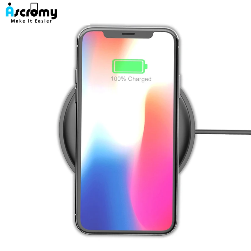 Ascromy Wireless Charger For iPhone Xs max Qi Charging Induction Charge Pad Samsung Galaxy NOTE 9 8 S8 S9 Phone Accessories |
