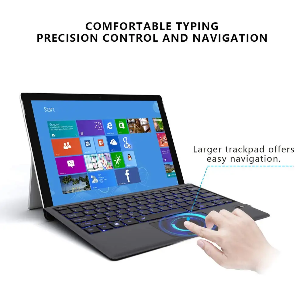 Teclado retroiluminado Bluetooth inalámbrico para Microsoft Surface Pro 6 2018 Pro 5 2017 Pro 4 Pro 3 teclado Bluetooth teclado de tableta - 2
